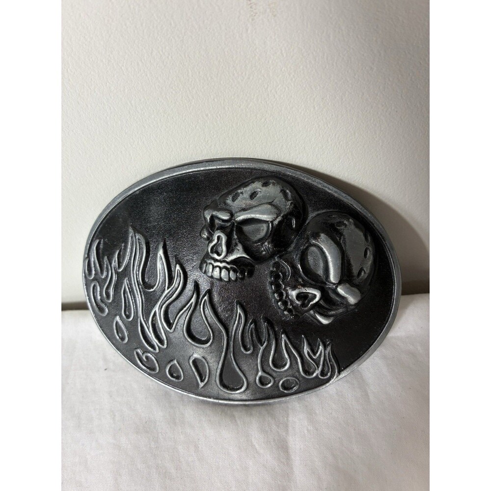 Flaming Skull Belt Buckle Unisex Biker Goth Rock Unbranded
